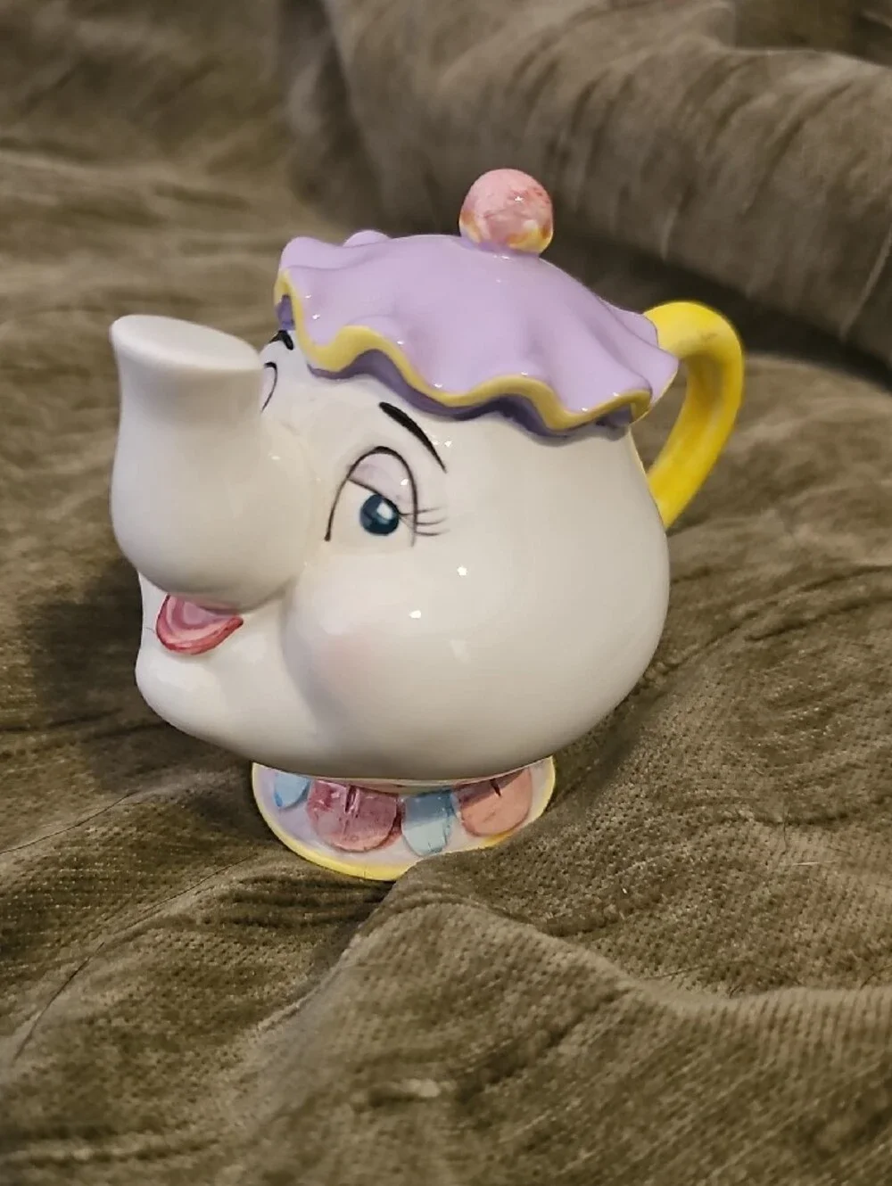 VTG Disney Taiwan Beauty & the Beast ~ Mrs. Potts Teapot Figurine Porcelain